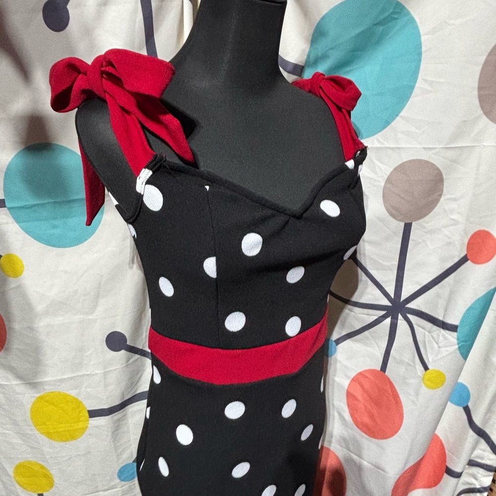 SHEIN Black & White Polka Dot Dress W/ Red size large